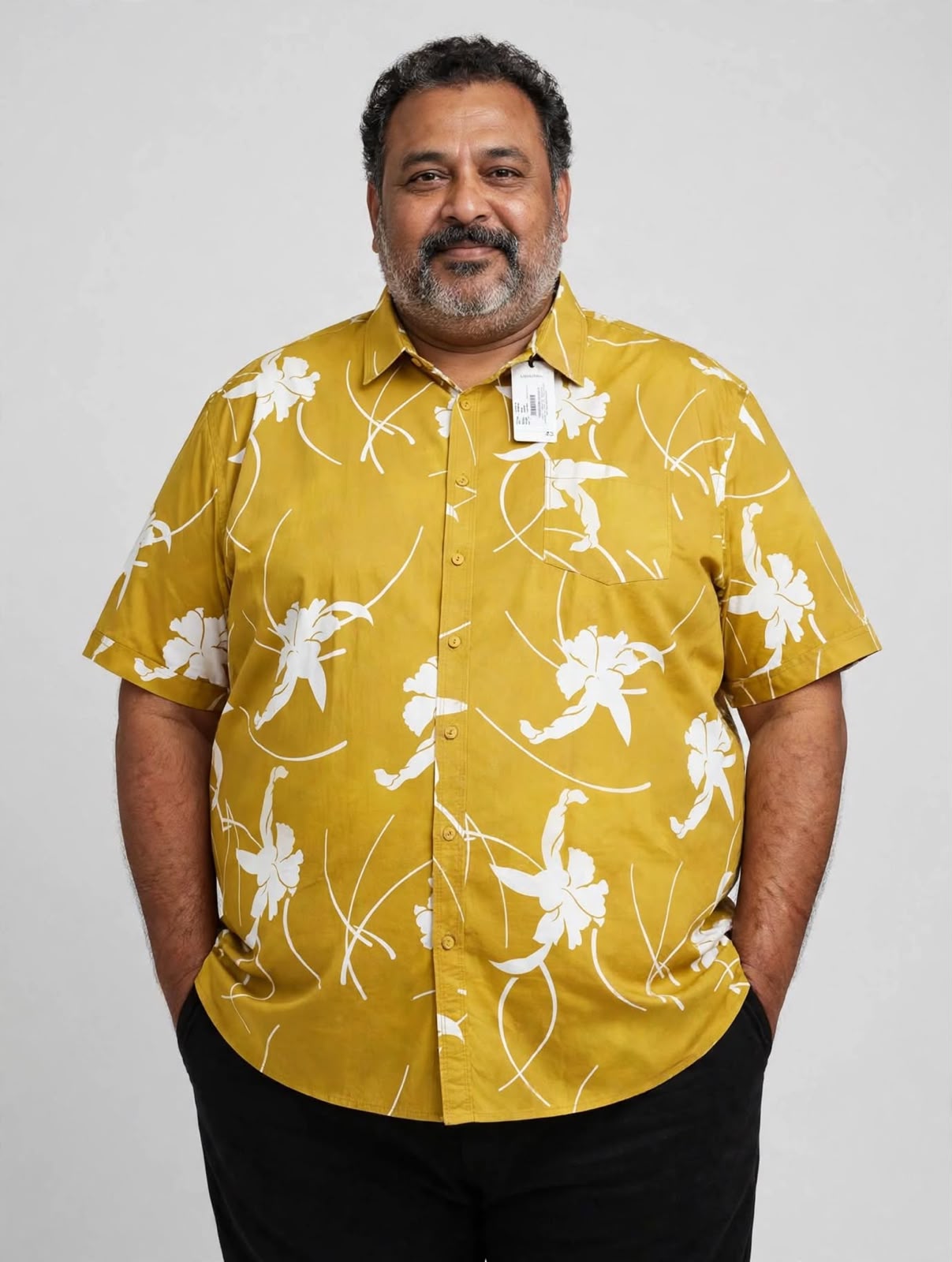 Mustard Botanical Floral Resort Casual Shirt (Half Sleeves)